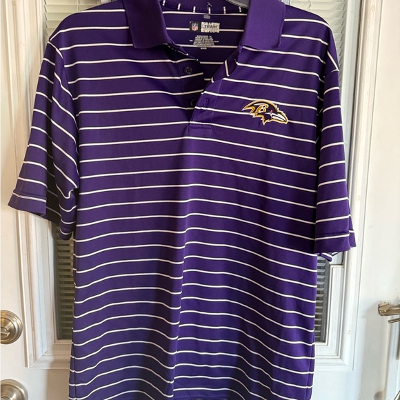 NFL Baltimore Ravens Polo Team Apparel Purple White Striped Football Fans - Picture 1 of 6